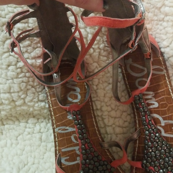 Sam Edelman 9.5M "Ginger" Coral Gladiator Sandals - Picture 3 of 6